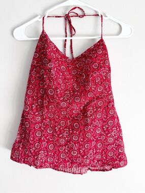 Loft cotton halter top red paisley print size 6 petite